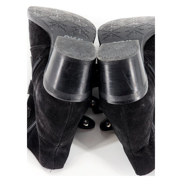 SKA Shoes Suede Leather Buckle Ankle Bootie Black Made in Spain - Picture 11 of 11
